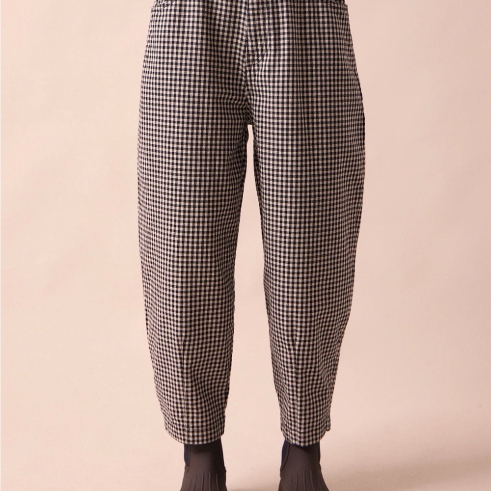 Beyond Nine remi black and white gingham denim barrel jeans